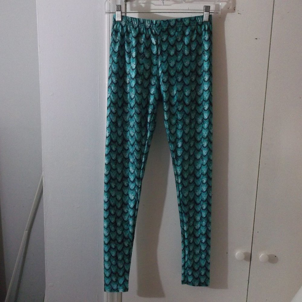 Turquoise Blue Mermaid Leggings S Yoga Pant Dance